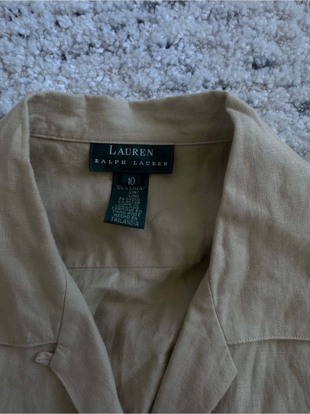 Lauren Ralph Lauren 100% Linen Button Up Shirt - Beige - Picture 3 of 3